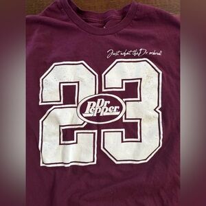 Dr. Pepper brand Maroon Graphic T-Shirt with white writing adult size small